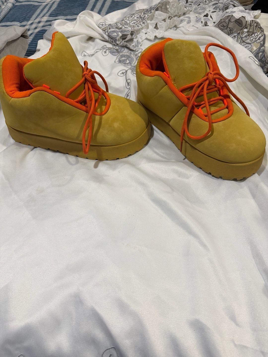 Unbranded Bread Shoes Hip Hop Thick Platform Sneakers Yellow Orange 4