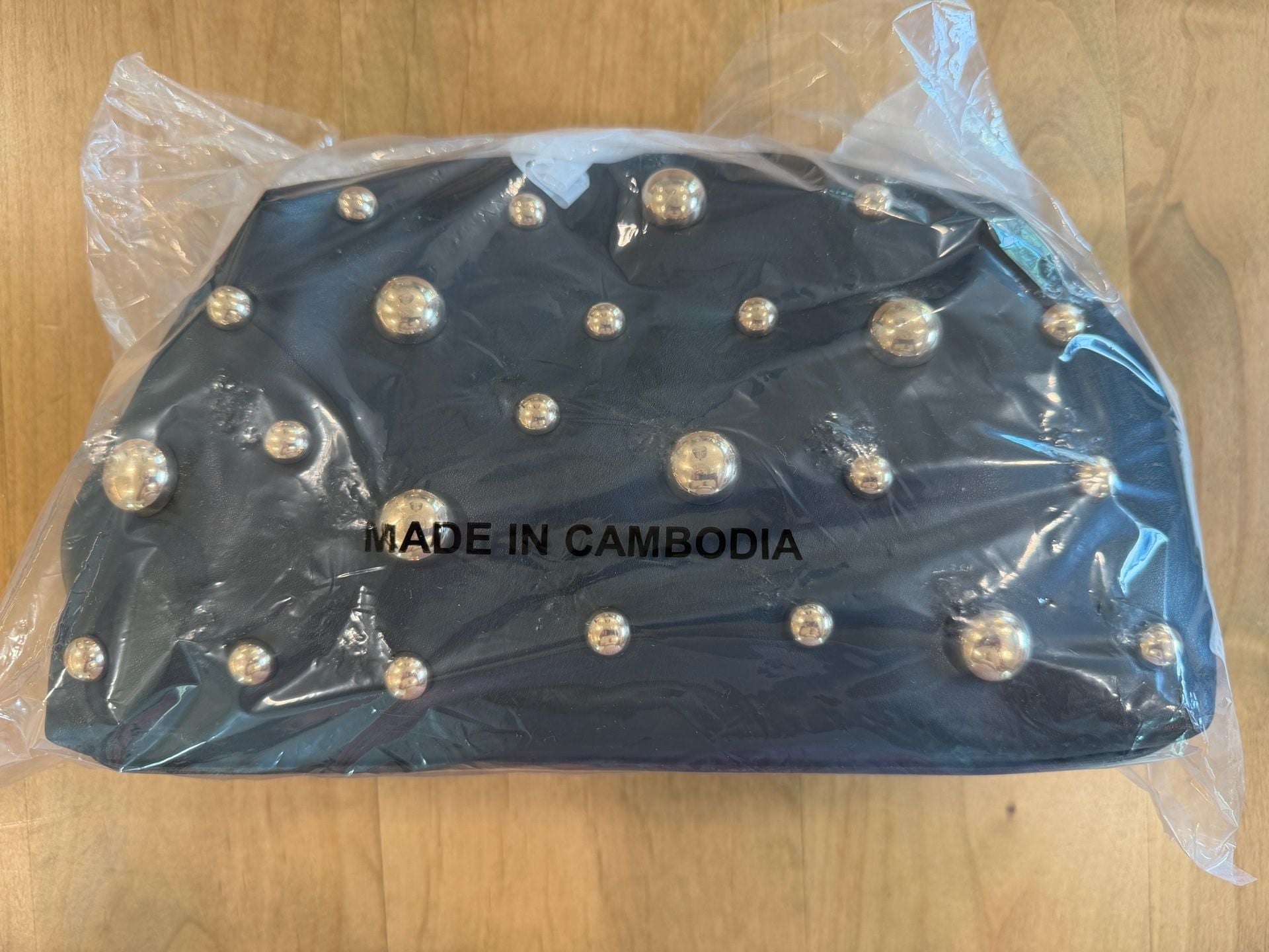 A New Day Black Studded Clutch Handbag With Chain Strap 7
