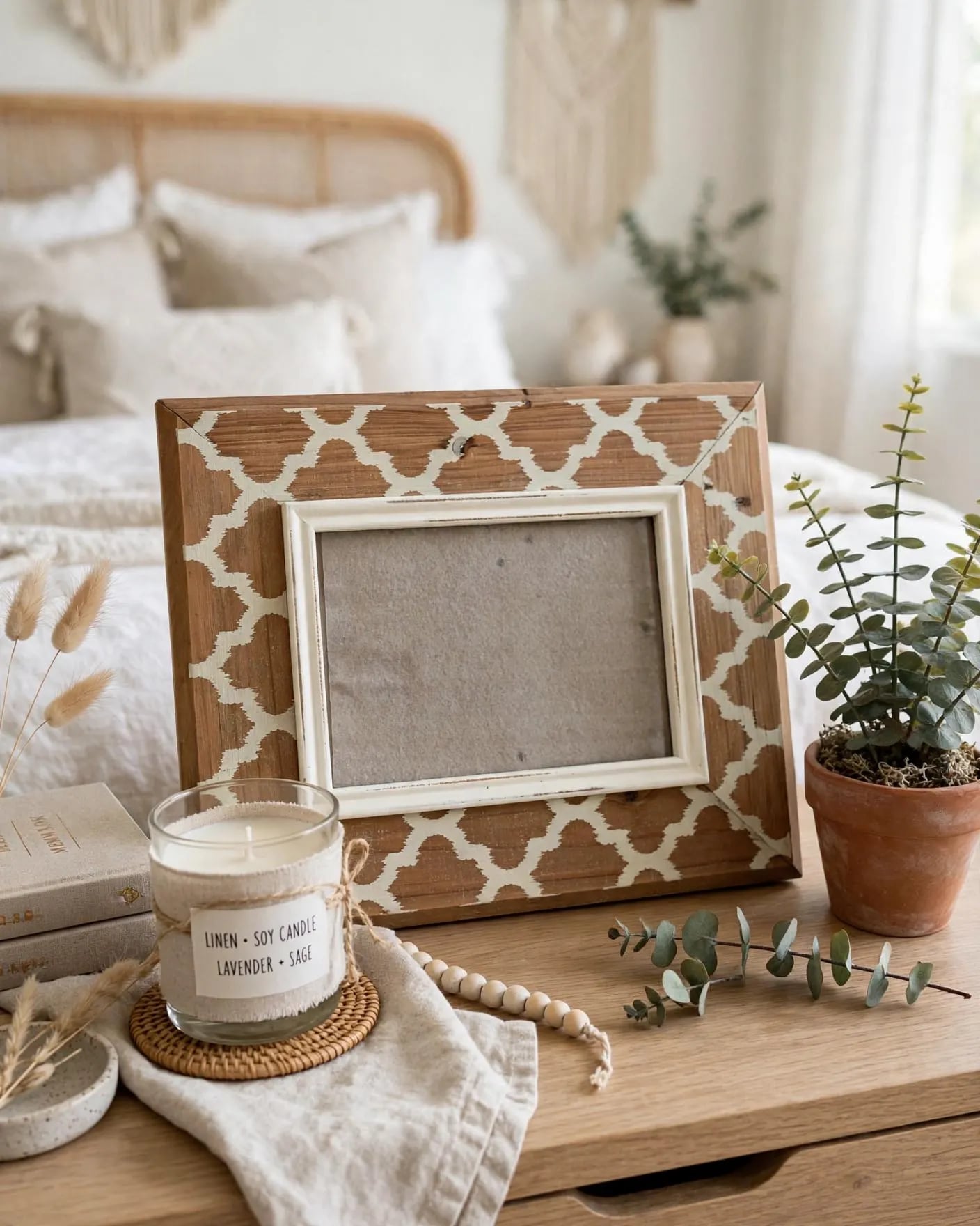 Harbor Town Industries Wooden Picture Frame 5x7 Brown Moroccan Trellis 5