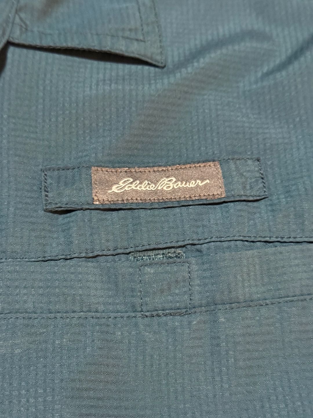 Eddie Bauer Tech Shirt Size XXL Blue Short Sleeve Button Down 4