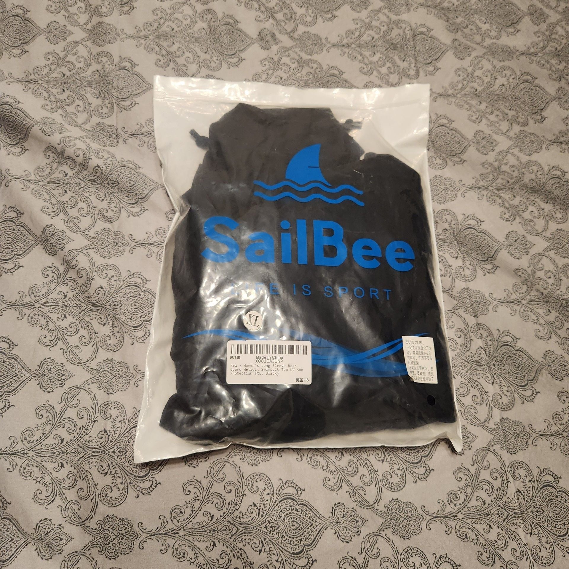 SailBee Long Sleeve Rash Guard Size XL Black 5
