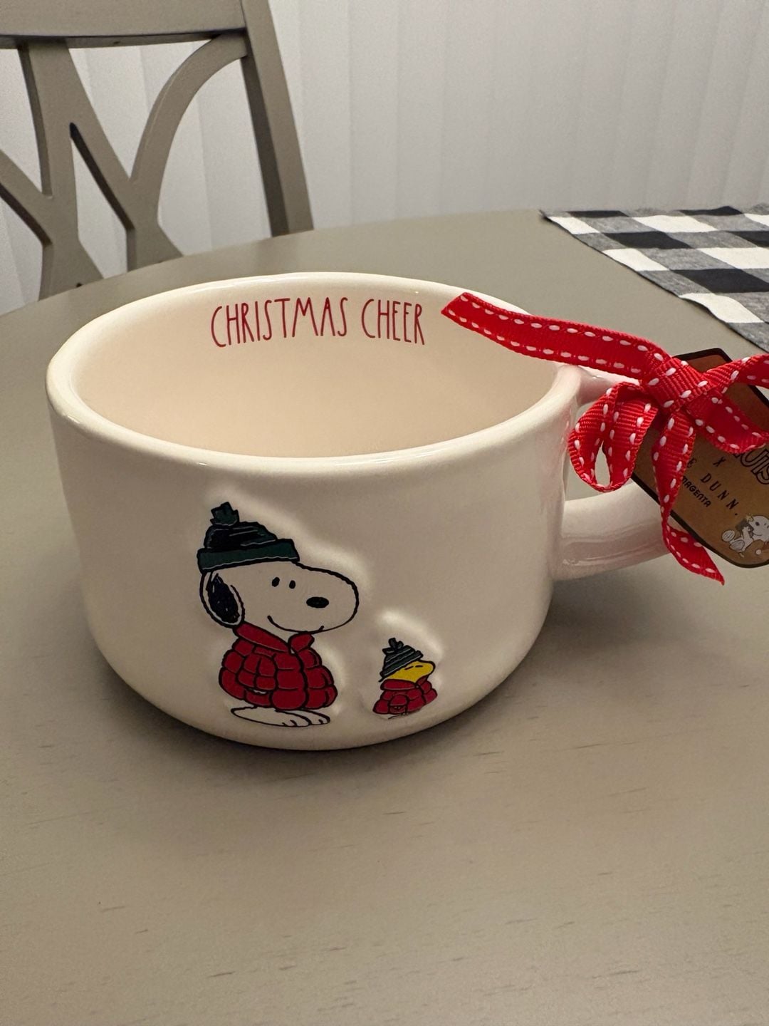Rae Dunn Peanuts Christmas Cheer Snoopy Woodstock Bowl Mug 1