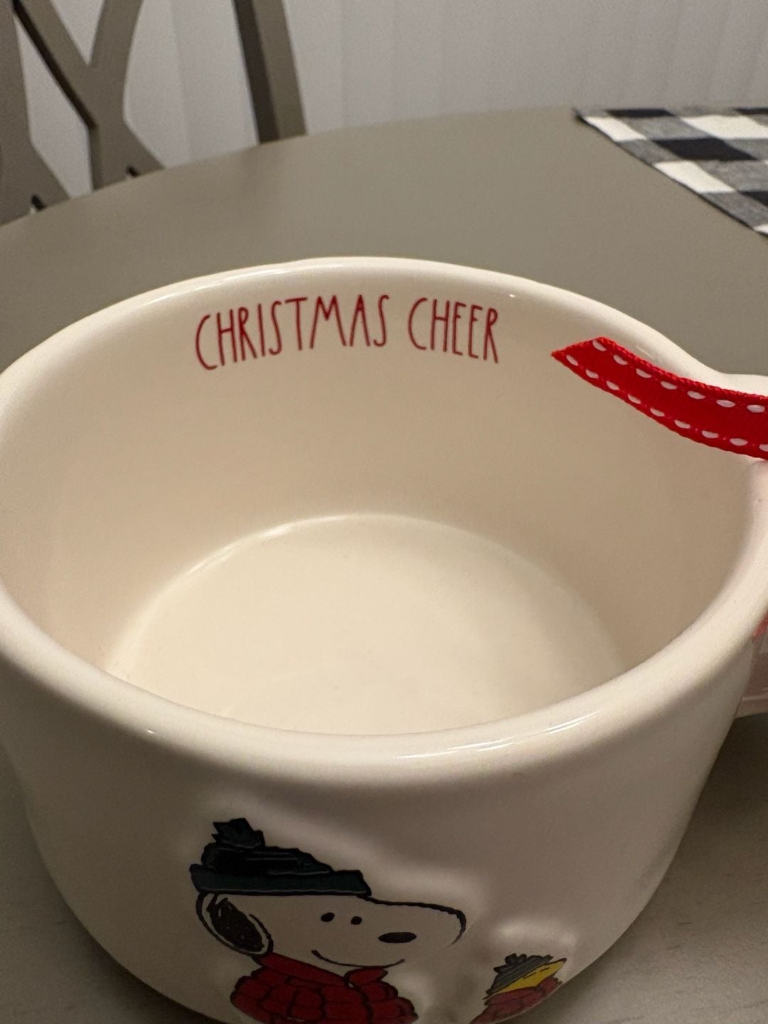 Rae Dunn Peanuts Christmas Cheer Snoopy Woodstock Bowl Mug 2
