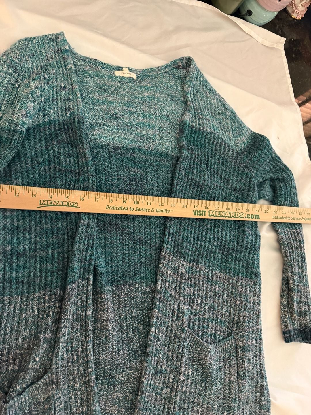 Maurices Open Front Cardigan Size XL Green Multicolored Knit Sweater 10