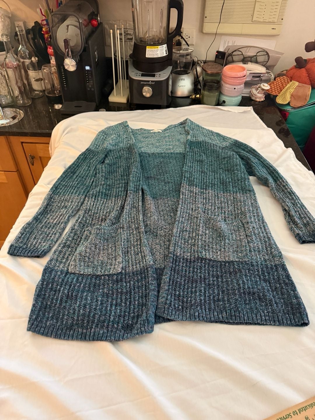 Maurices Open Front Cardigan Size XL Green Multicolored Knit Sweater 13