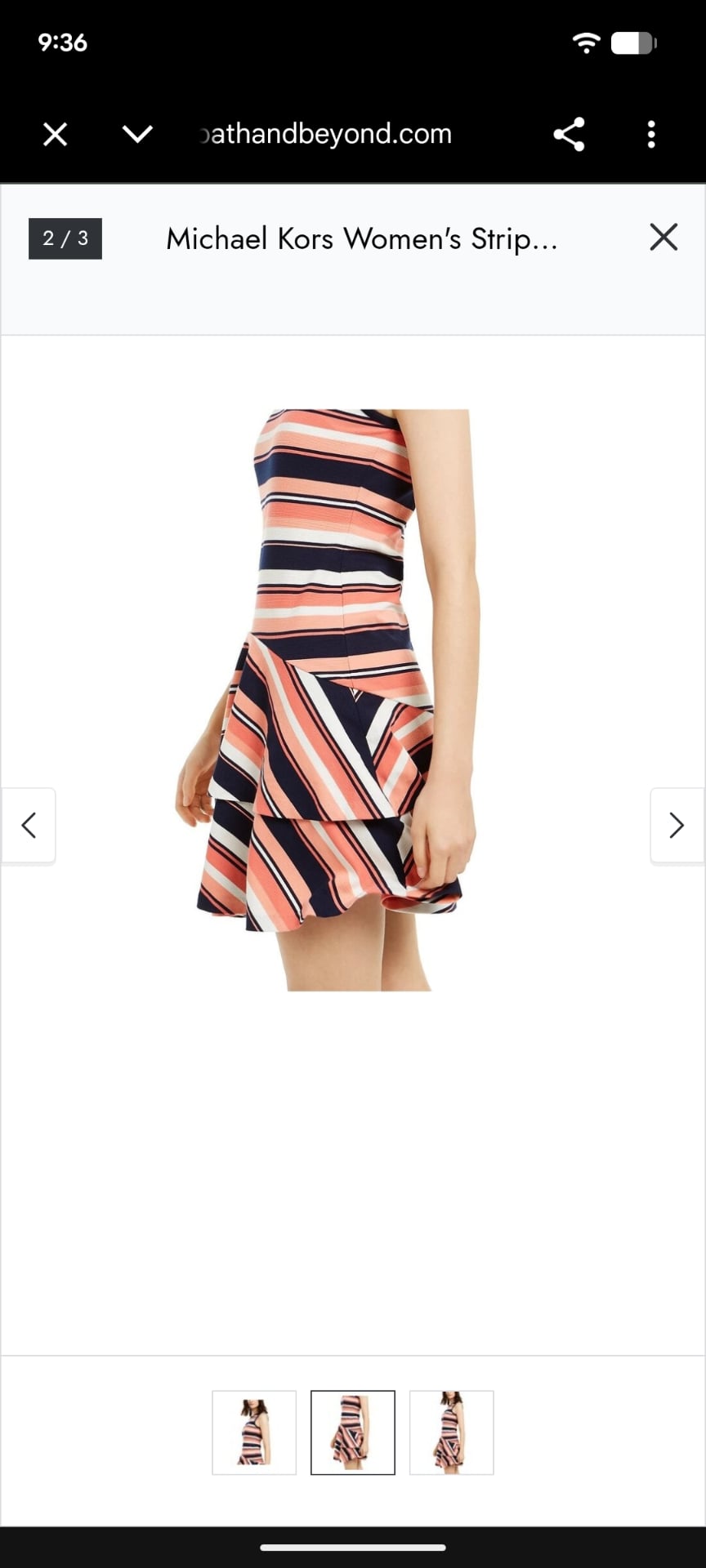 MICHAEL Michael Kors Striped Dress Size M Coral Peach Navy 5