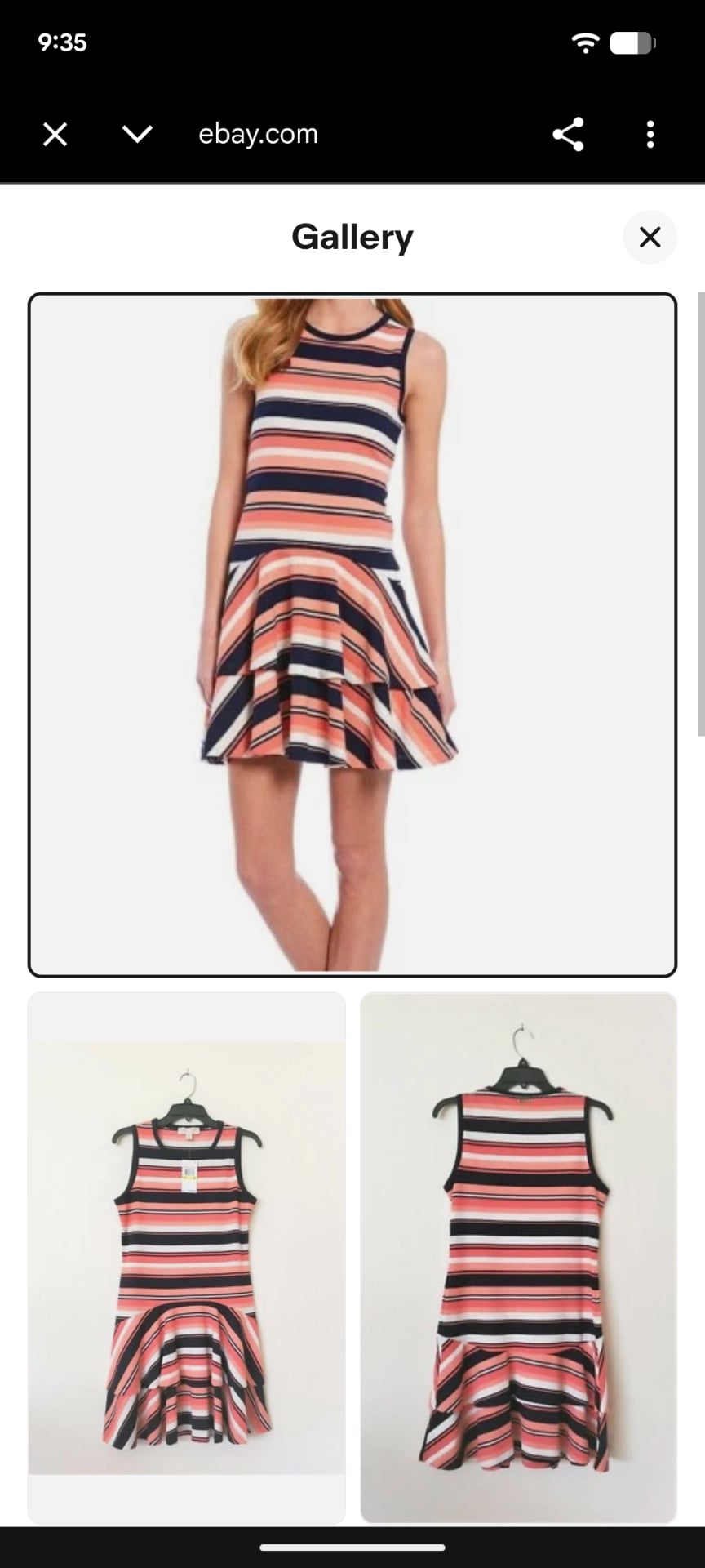 MICHAEL Michael Kors Striped Dress Size M Coral Peach Navy 8