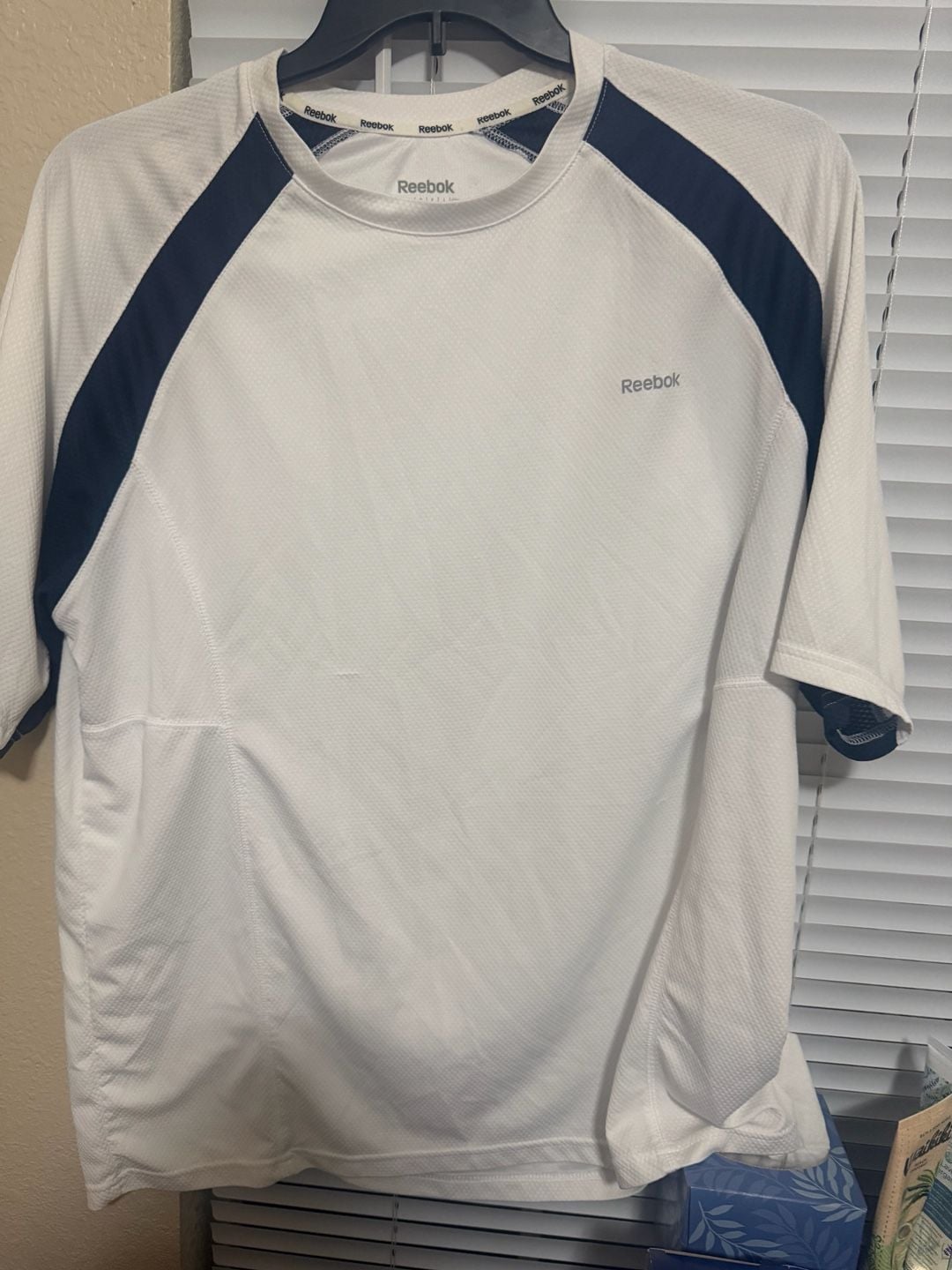 Reebok Colorblock Athletic T-Shirt White Blue 3