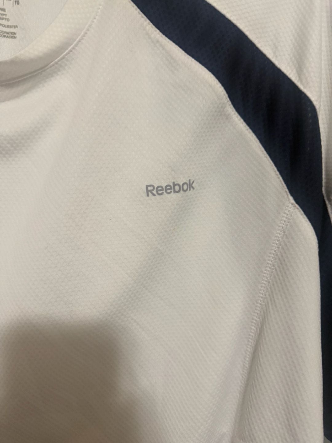 Reebok Colorblock Athletic T-Shirt White Blue 5