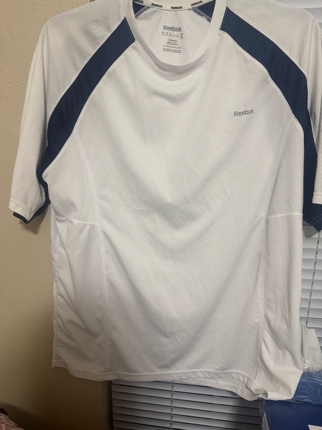 Reebok Colorblock Athletic T-Shirt White Blue 6