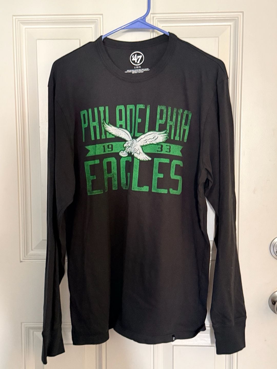 47 Brand Philadelphia Eagles Long Sleeve T-Shirt Size L Black 2