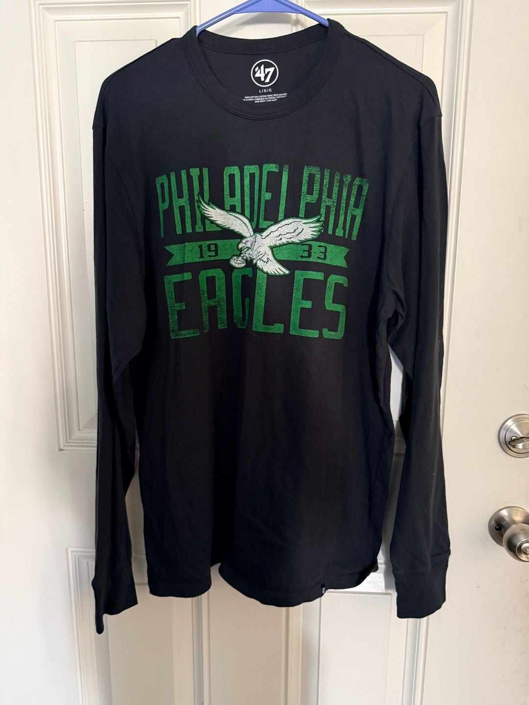 47 Brand Philadelphia Eagles Long Sleeve T-Shirt Size L Black 4
