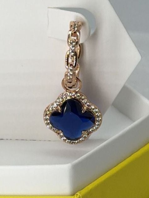 BP Beach Day Babe Hoops Clovers Blue Spinel Rose Gold 3