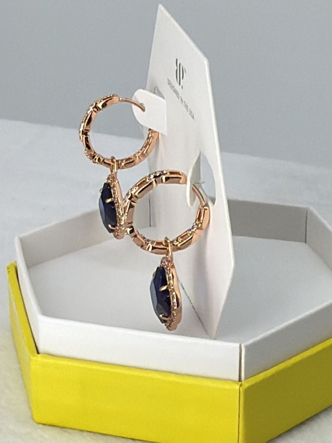 BP Beach Day Babe Hoops Clovers Blue Spinel Rose Gold 4