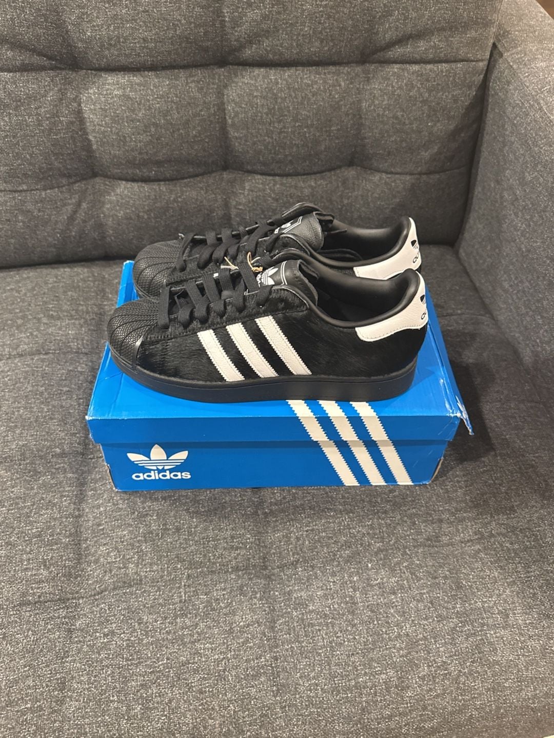 10W - Adidas Superstar II Women’s Black White Pony Hair Sneakers 3