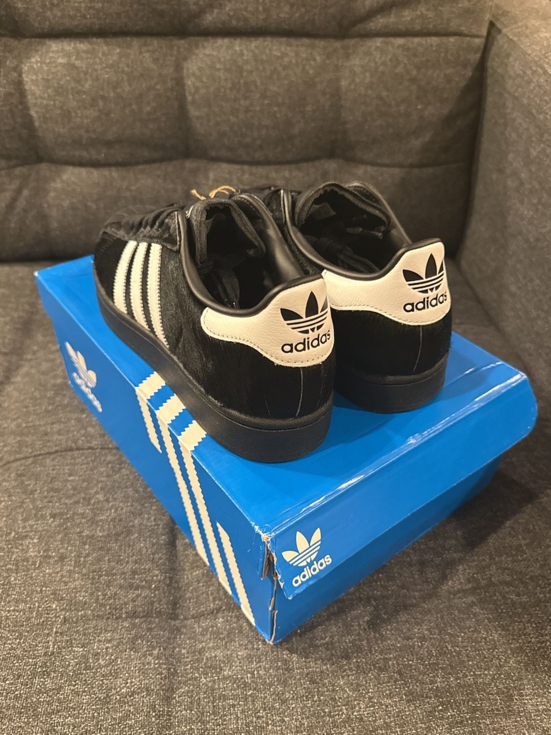 10W - Adidas Superstar II Women’s Black White Pony Hair Sneakers 4