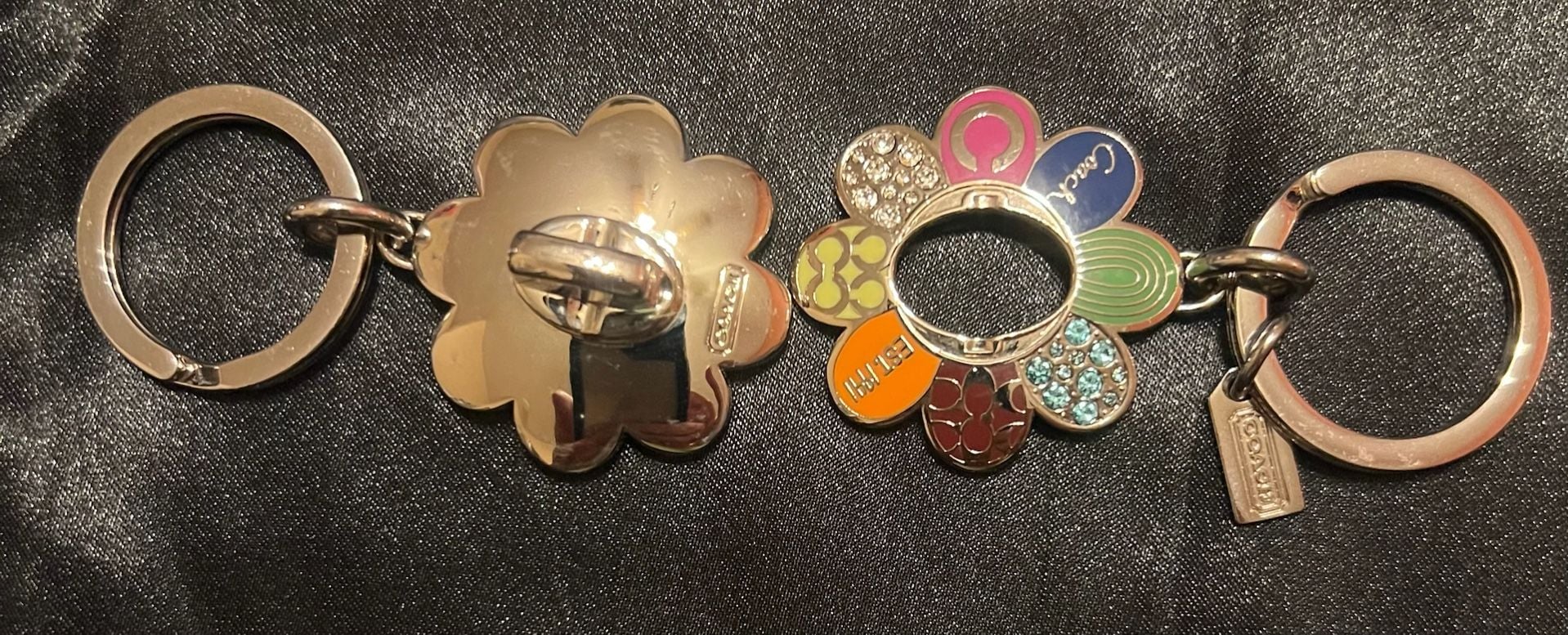 Coach Daisy Flower Keychain Luxury Bag Charm Multi-Color Flowers Used 4