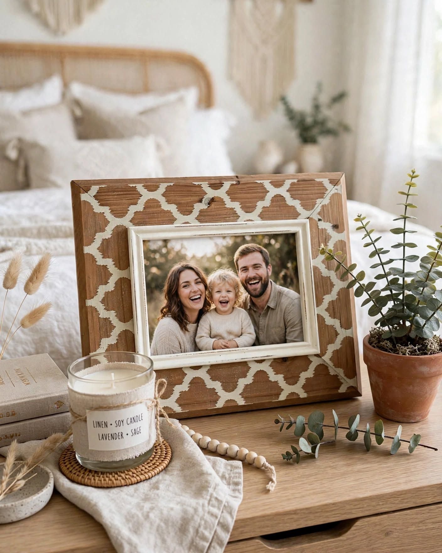 Harbor Town Industries Wooden Picture Frame 5x7 Brown Moroccan Trellis 2