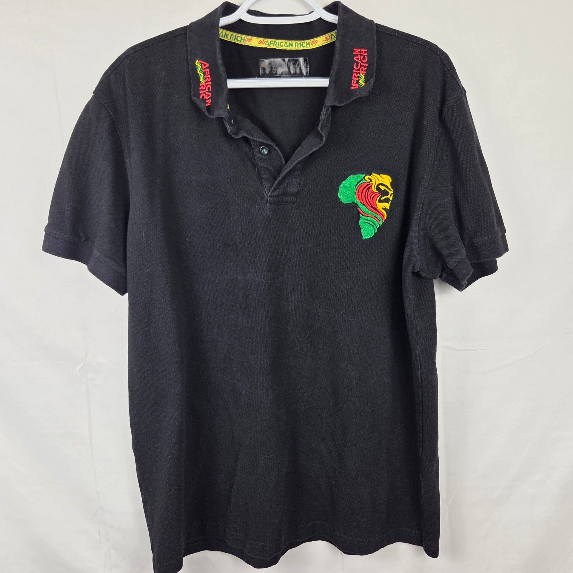 African Rich Polo Shirt Size L Black 2