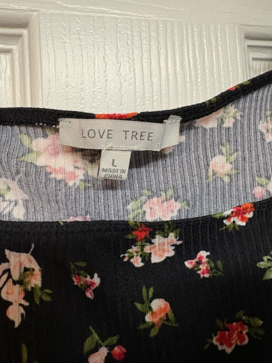 Love Tree Floral Mini Dress Size L Black Red 4