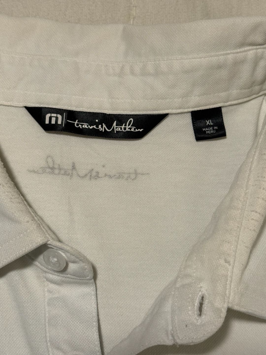 TravisMathew Coastal Chest Stripe Polo Size XL White Gray Golf Shirt 5