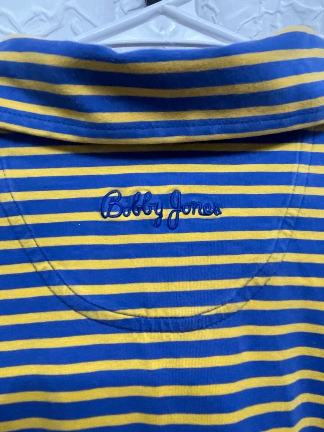 Bobby Jones Striped Polo Shirt Size Medium Blue Yellow Men's Golf Top Preppy 5