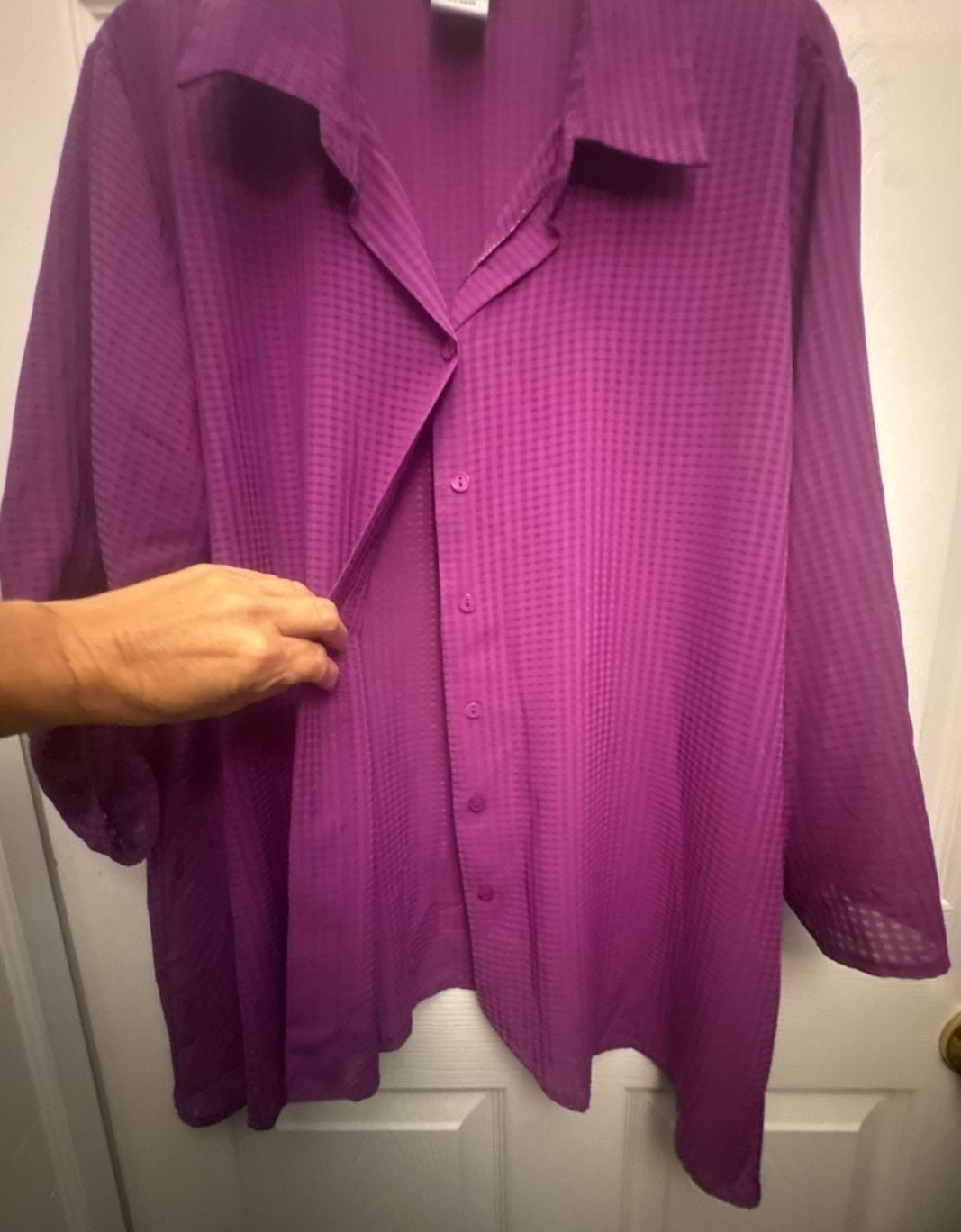BonWorth Button Down Tunic Size L Purple Textured Blouse 5