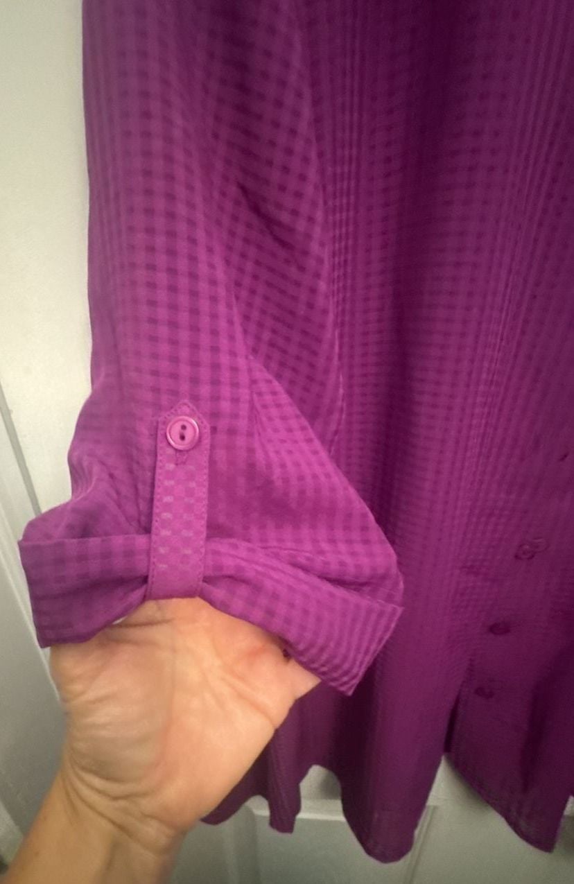 BonWorth Button Down Tunic Size L Purple Textured Blouse 6