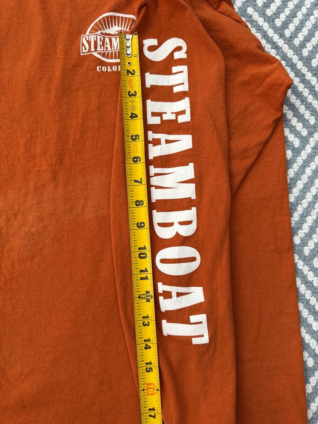 Gildan Steamboat Colorado Long Sleeve T-Shirt Size XL Orange 8