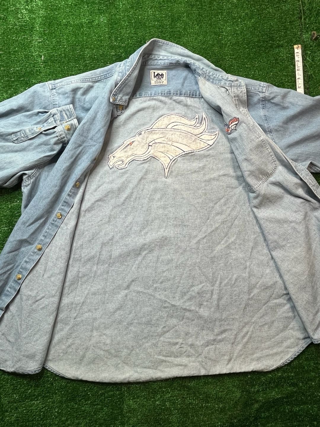 Lee Sport Denver Broncos Denim Button Down Shirt Size 2XL 7