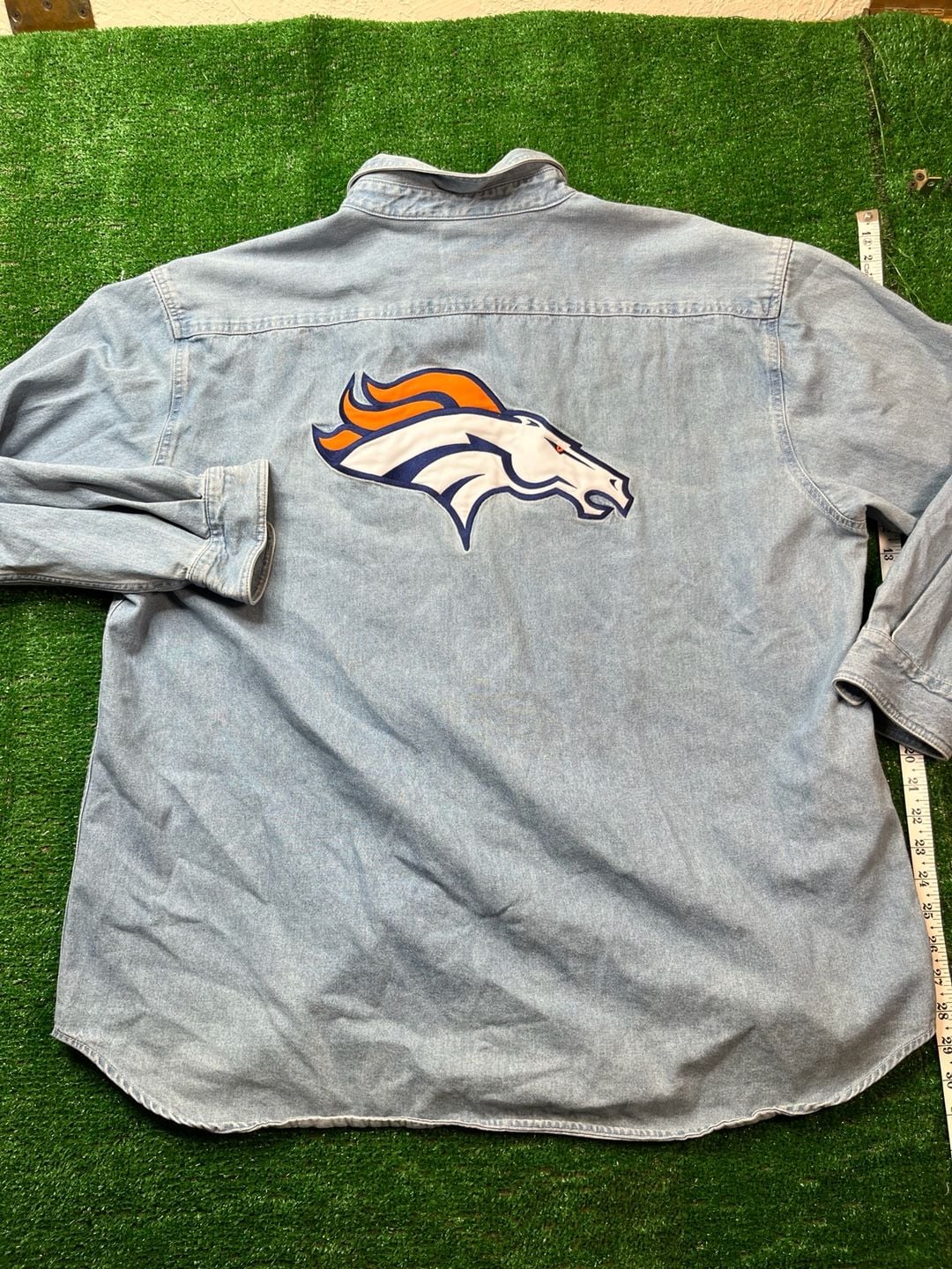 Lee Sport Denver Broncos Denim Button Down Shirt Size 2XL 8