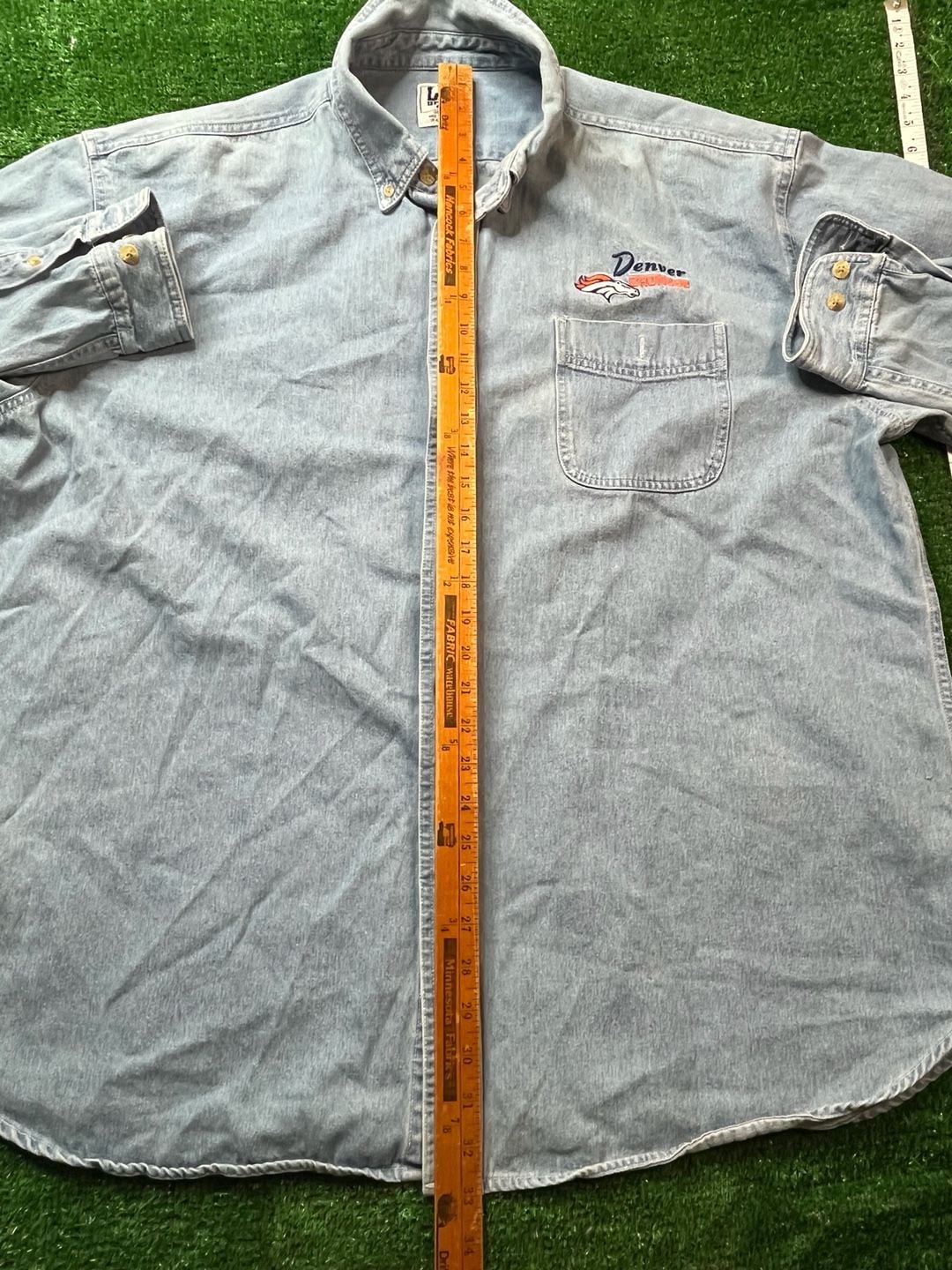 Lee Sport Denver Broncos Denim Button Down Shirt Size 2XL 11