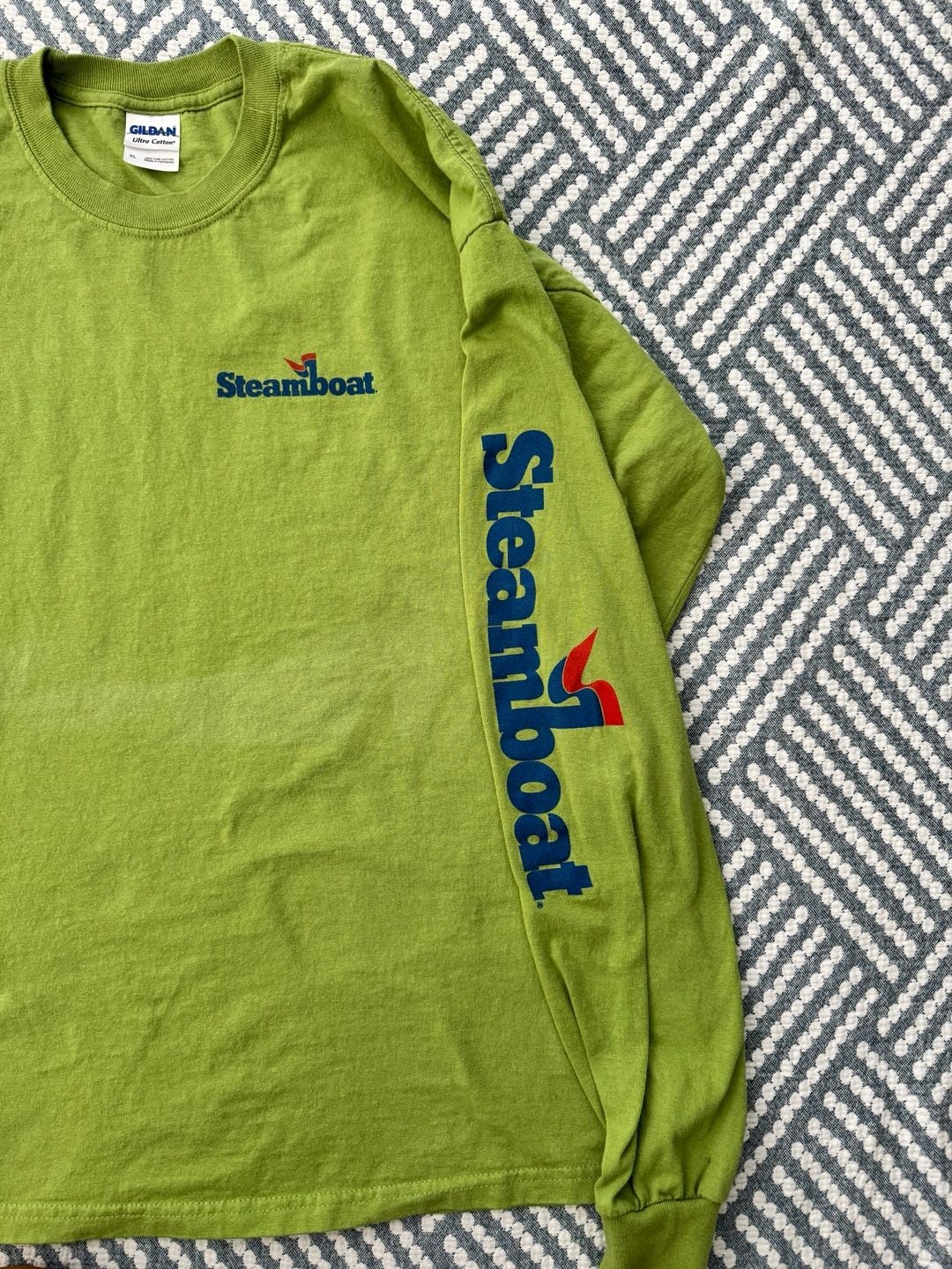 Gildan Steamboat Resort Long Sleeve T-Shirt Size XL Green Cotton 7