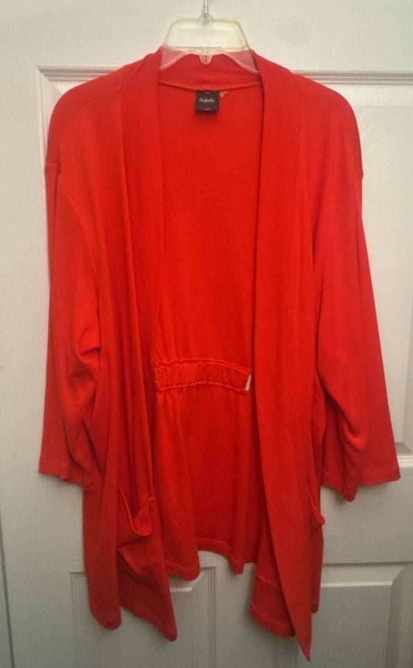 Rafaella Open Front Cardigan Size 2X Red 2