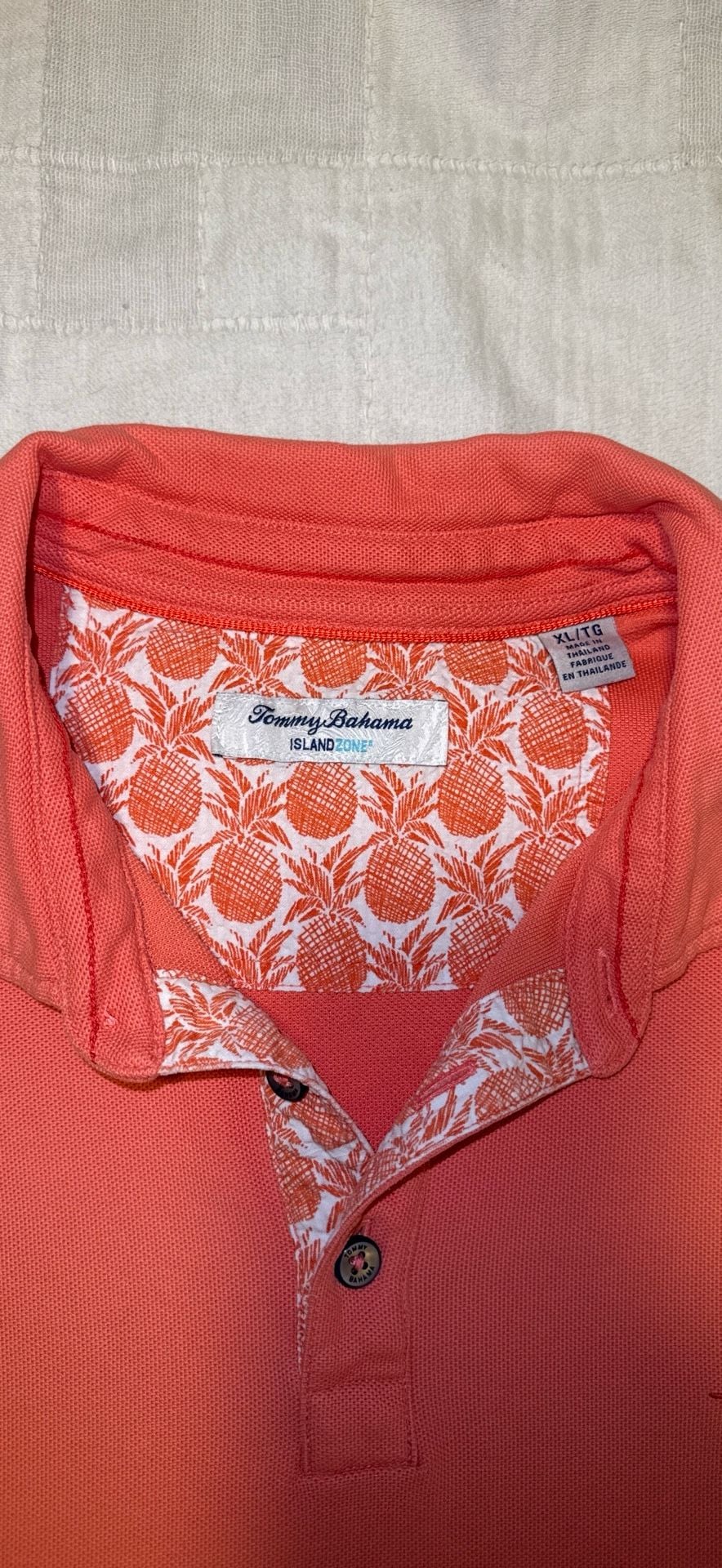 Tommy Bahama IslandZone Polo Shirt Size XL Coral Orange Marlin Accent 3