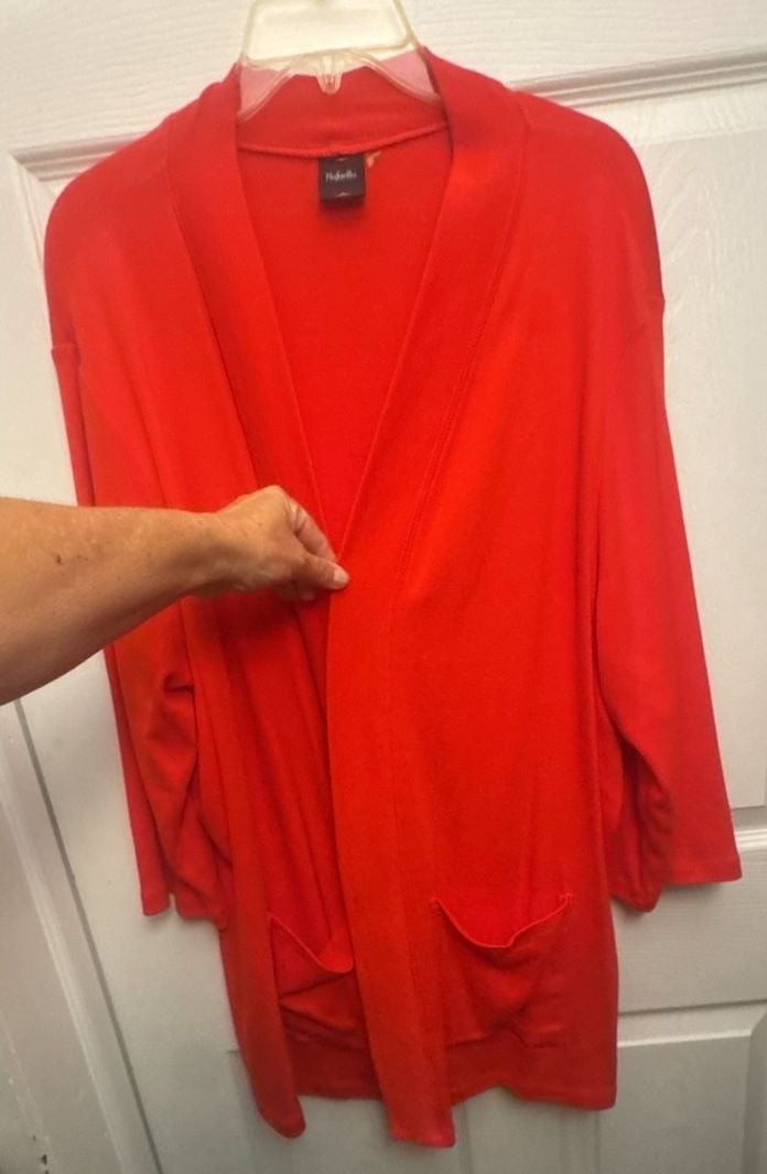 Rafaella Open Front Cardigan Size 2X Red 6