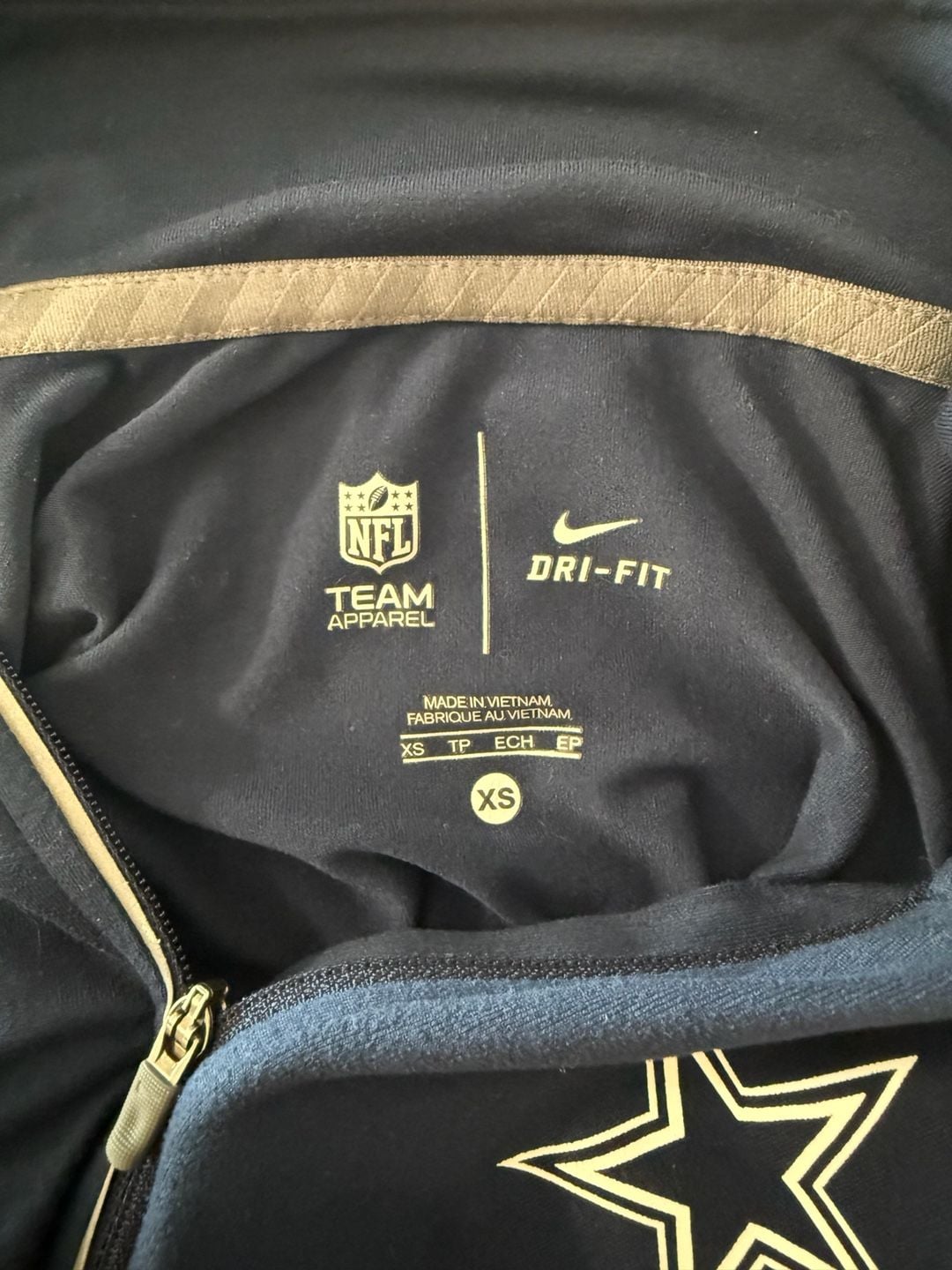 Nike Dallas Cowboys Quarter Zip Size XS Blue Dri-FIT Pullover 3