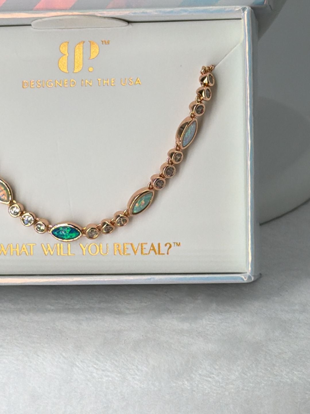 BP October Femme Fatale Rose Gold Lab-Grown Gradient of Emerald Fire Opal 3