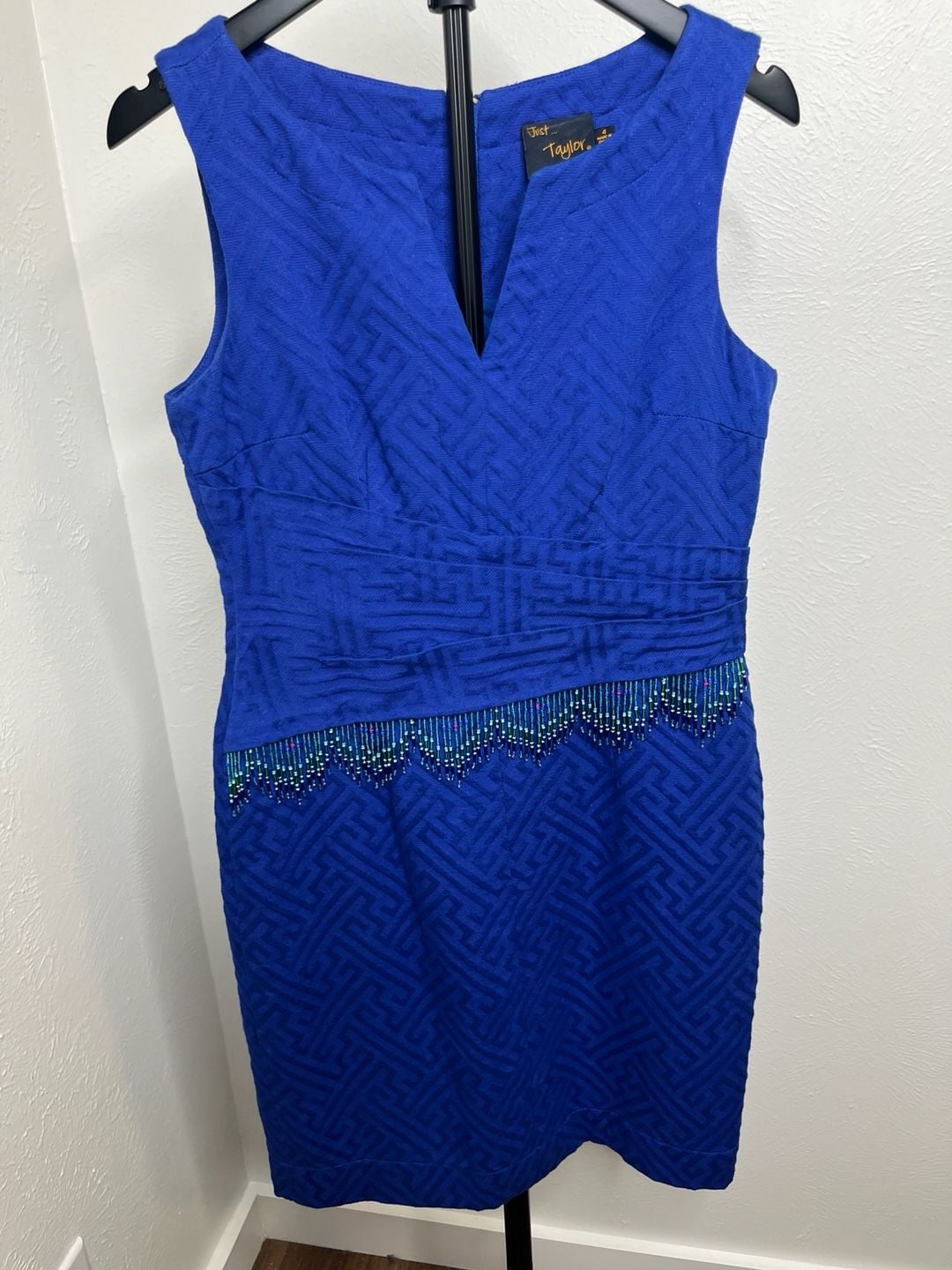 Blue Beaded Sleeveless Occasion Dress 2