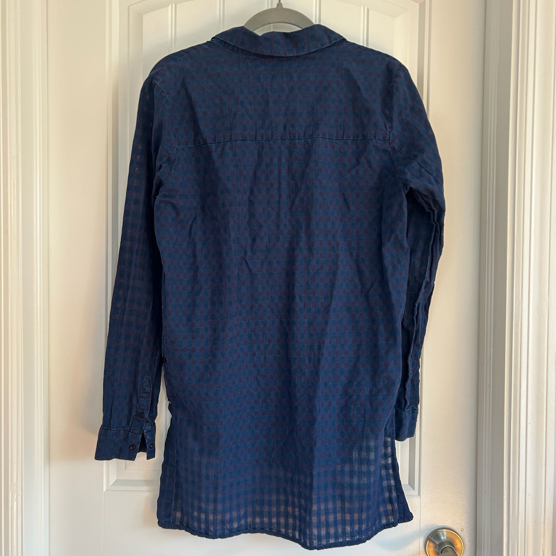 Buffalo David Bitton Long Sleeve Tunic Shirt Size S Blue Plaid Cotton 3