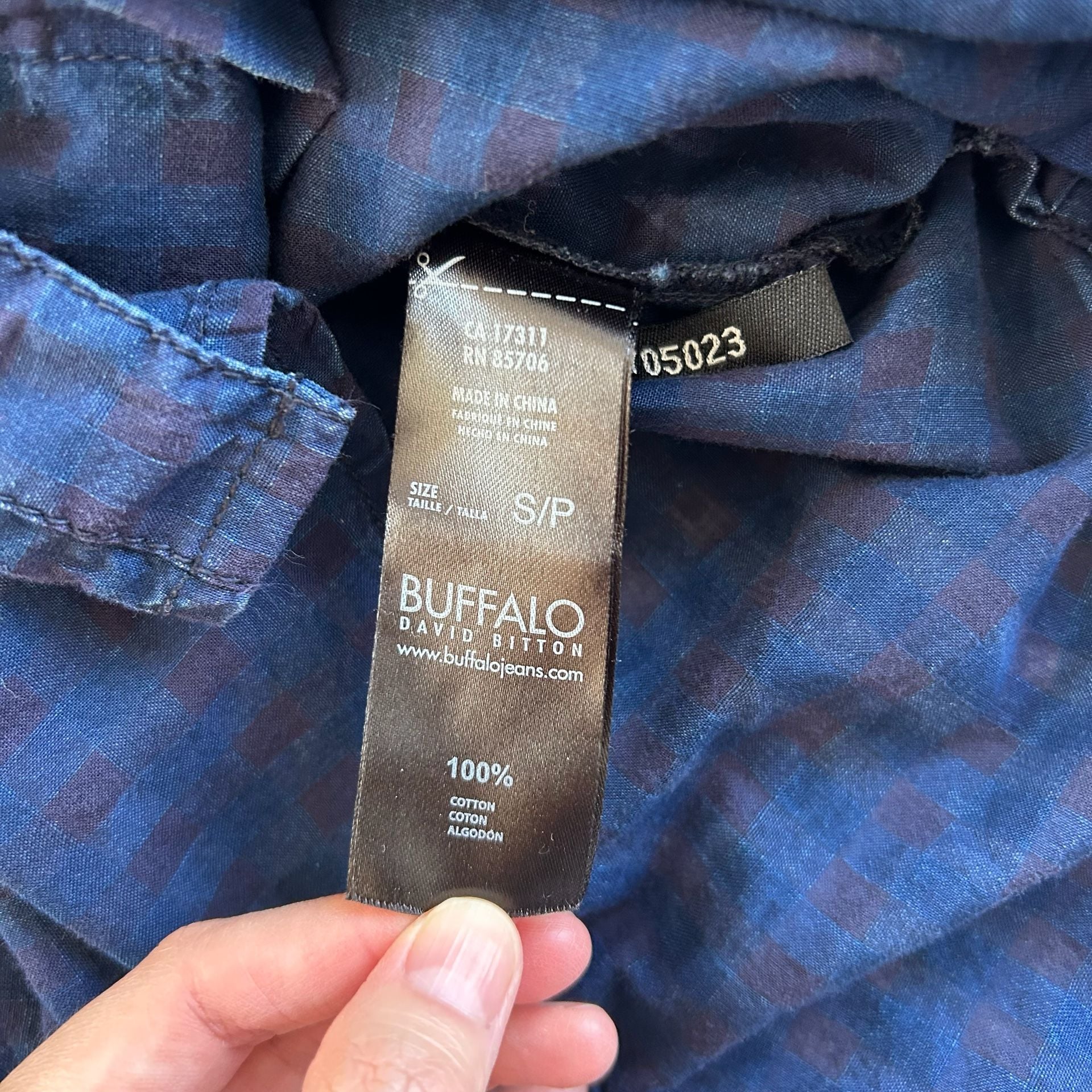 Buffalo David Bitton Long Sleeve Tunic Shirt Size S Blue Plaid Cotton 4