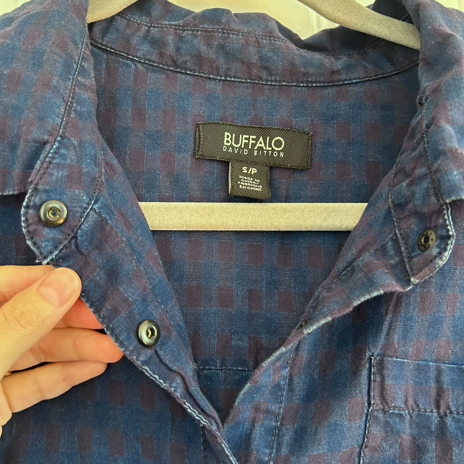 Buffalo David Bitton Long Sleeve Tunic Shirt Size S Blue Plaid Cotton 8