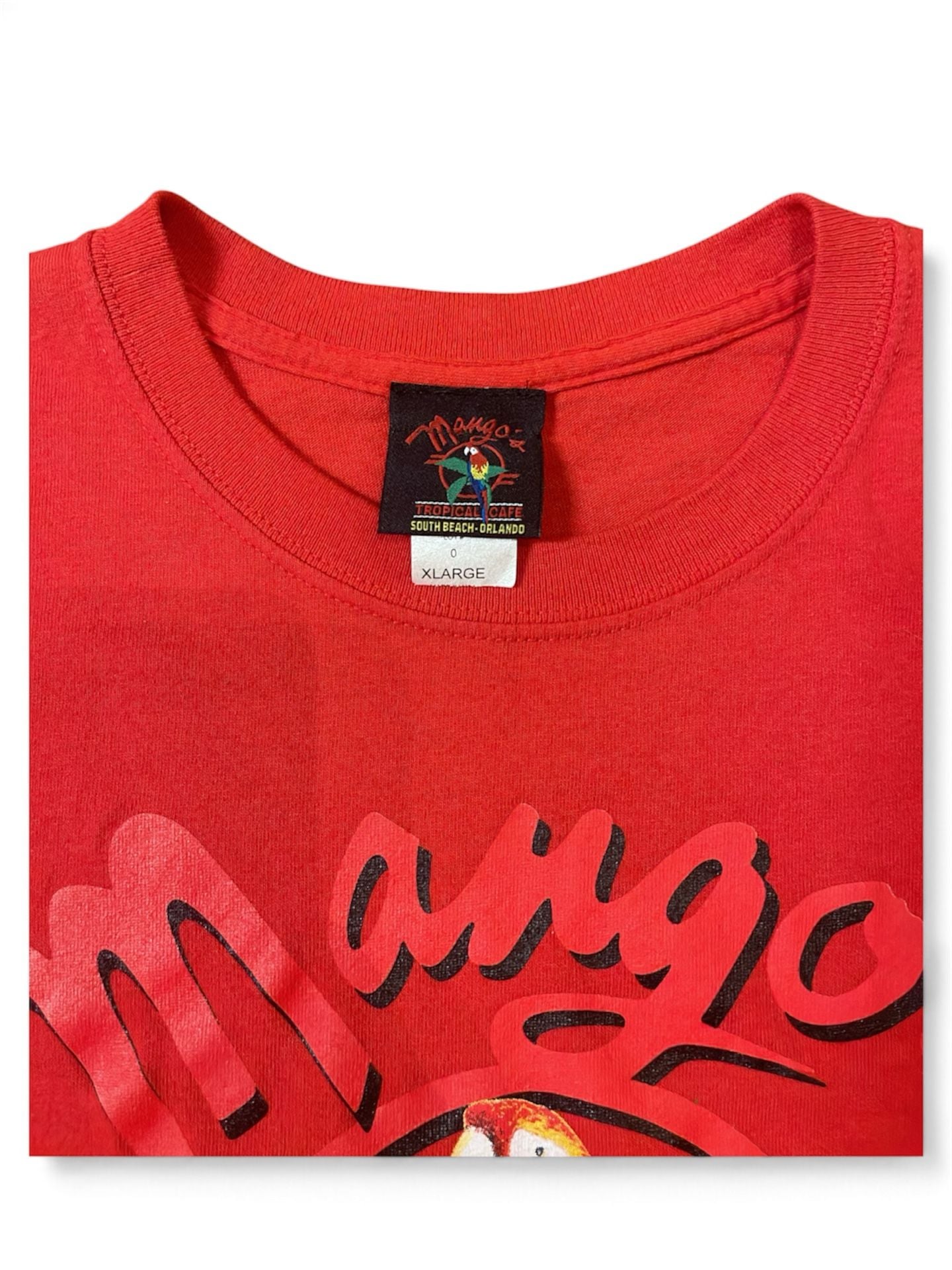 Mango's Tropical Cafe T-Shirt Size XL Red Orlando Parrot Logo 3