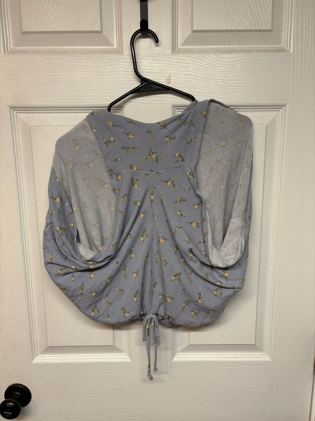 Hayzel Floral Romper Blue Yellow Sleeveless Drawstring Pockets 6
