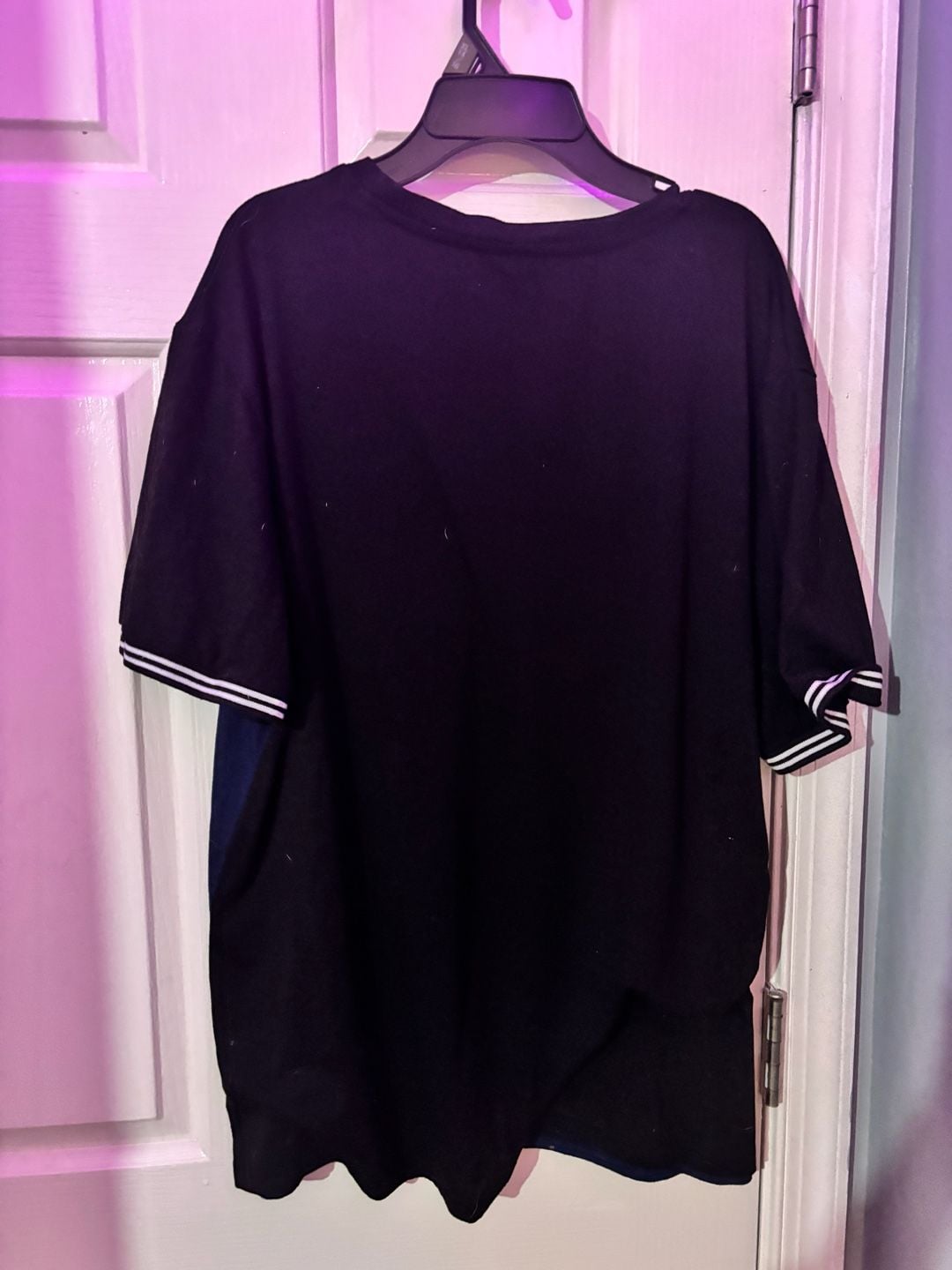 Colorblock Short Sleeve T-Shirt Black Blue Grey 3