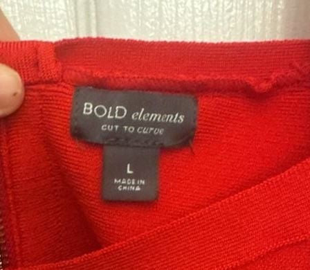 Bold Elements Dress Size L Red Cold Shoulder Bodycon 3