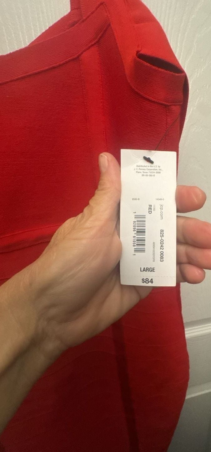 Bold Elements Dress Size L Red Cold Shoulder Bodycon 5