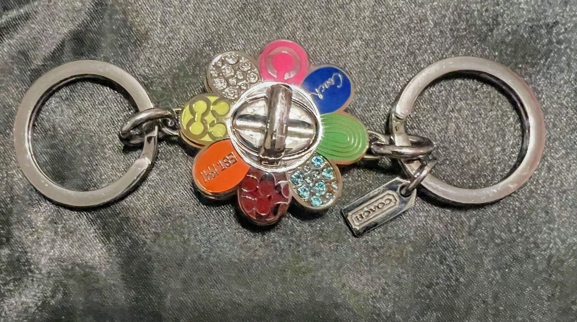Coach Daisy Flower Keychain Luxury Bag Charm Multi-Color Flowers Used 2