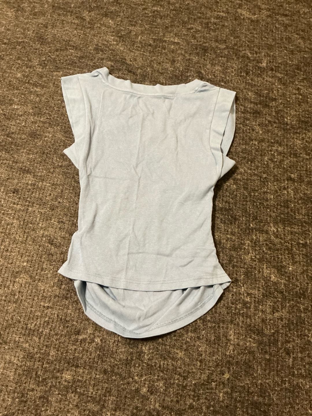 OGL V-Neck Ruched Side Muscle Top Ribbed Tank Shirt Womens Size Medium Blue 7