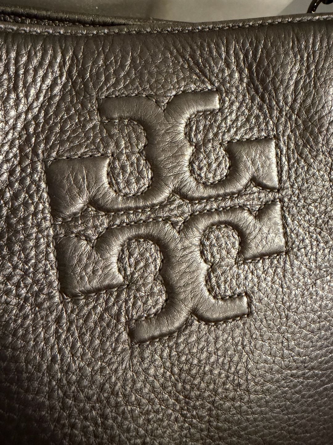 Tory Burch Metallic Leather Tote Bag with Tassels Gunmetal 4